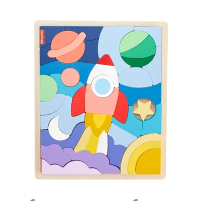 Gambar Fisher Price Set Space Blocks Puzzle Kayu Hxy42