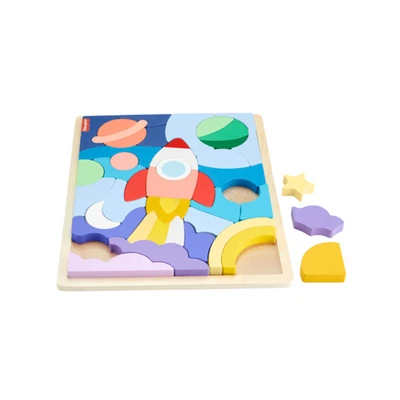 Gambar Fisher Price Set Space Blocks Puzzle Kayu Hxy42