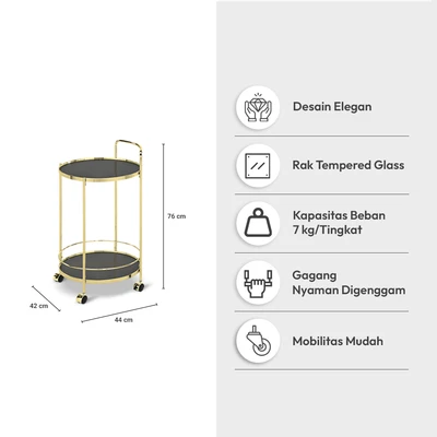 Gambar Informa Nexile Rak Troli Dapur 2 Tingkat - Hitam