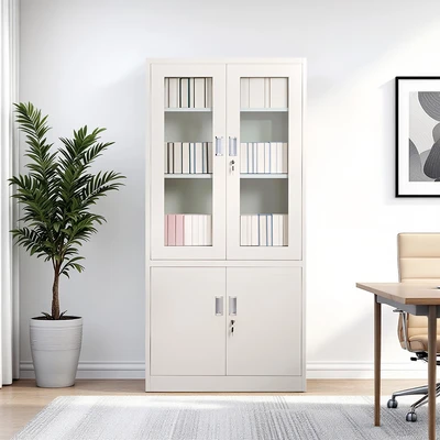 Gambar Odi Becca Lemari Arsip Kantor Swing Door Half Glass - Krem Beige