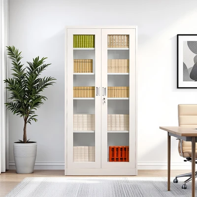Gambar Odi Becca Lemari Arsip Kantor Swing Door Full Glass - Krem Beige