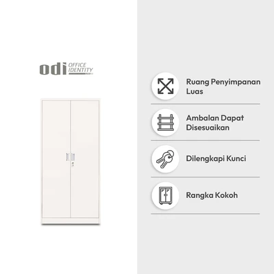 Gambar Odi Becca Lemari Arsip Kantor Swing Door Full Plate - Putih
