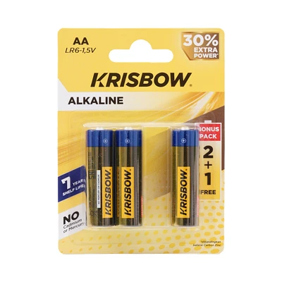 Gambar Krisbow Baterai Alkaline AA Set 3 pcs - Kuning