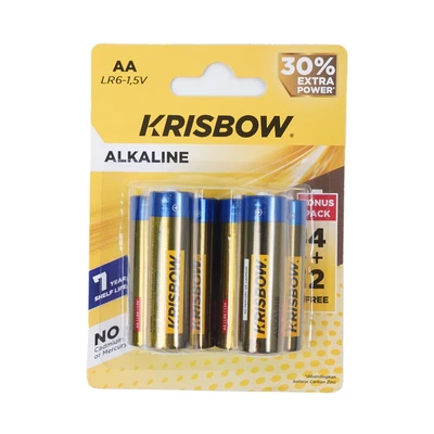 Gambar Krisbow Baterai Alkaline AA Set 6 pcs - Kuning