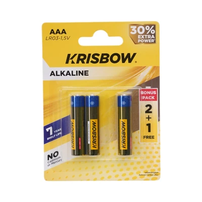 Gambar Krisbow Baterai Alkaline AAA LR03 1.5V Set 3 pcs - Kuning