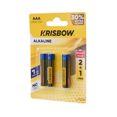 Gambar Krisbow Baterai Alkaline AAA LR03 1.5V Set 3 pcs - Kuning