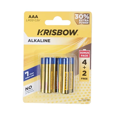 Gambar Krisbow Baterai Alkaline AAA Set 6 pcs - Kuning
