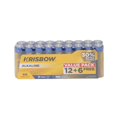 Gambar Krisbow Baterai Alkaline AA LR6 1.5V Set 18 pcs - Kuning