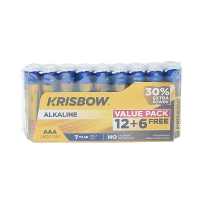 Gambar Krisbow Baterai Alkaline AAA Set 18 pcs - Kuning