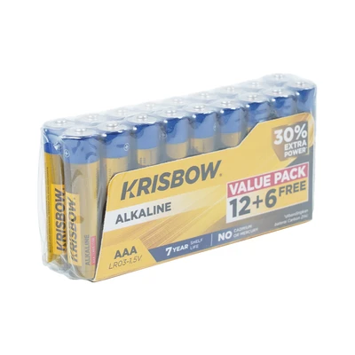 Gambar Krisbow Baterai Alkaline AAA Set 18 pcs - Kuning