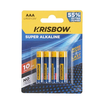 Gambar Krisbow Baterai Super Alkaline AAA Set 4 pcs - Biru