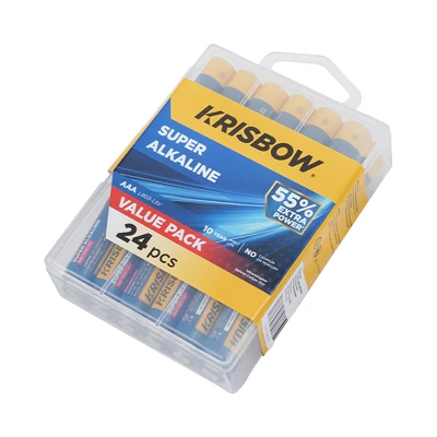 Gambar Krisbow Baterai Super Alkaline AAA Set 24 pcs - Biru