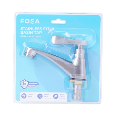 Gambar Fosa 1/2 Inch Keran Wastafel Stainless Steel T-1011Ss - Silver