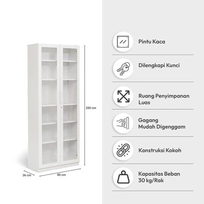Gambar Informa Gions Lemari Arsip Kantor Metal 2 Pintu Akrilik - Putih