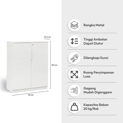 Gambar Informa Gions Lemari Arsip Rendah Full Door - Putih