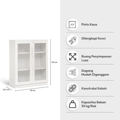 Gambar Informa Gions Lemari Arsip Rendah 2 Pintu Akrilik - Putih