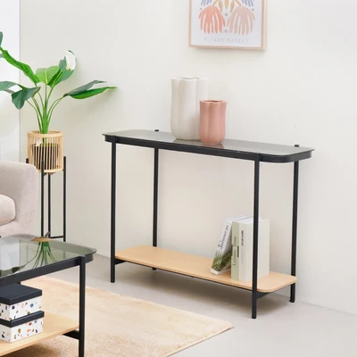 Gambar Informa Dario Meja Konsol Smoked Glass - Hitam