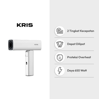 Gambar Kris Hair Dryer Travel Dual Volt 650 Watt - Putih