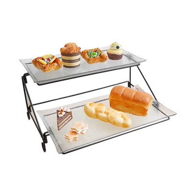 Gambar Culinart Rectan Wadah Saji Kaca 2 Tingkat 42x17x40 cm Transparan