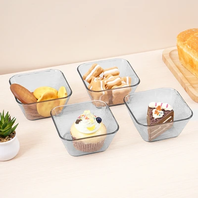 Gambar Culinart Mangkuk Saji Dessert Mini Plastik Set 4 pcs - Abu-Abu