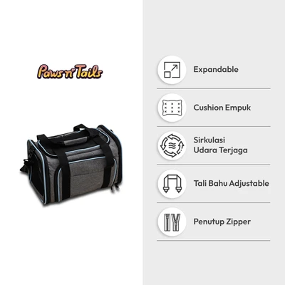 Gambar Paws N Tail Tas Hewan Peliharaan Expandable - Abu-Abu