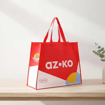 Gambar Azko Tas Belanja Large - Merah/Putih