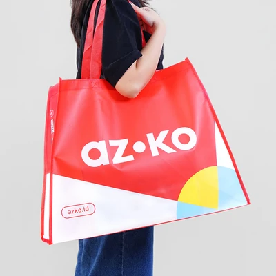 Gambar Azko Tas Belanja Large - Merah/Putih
