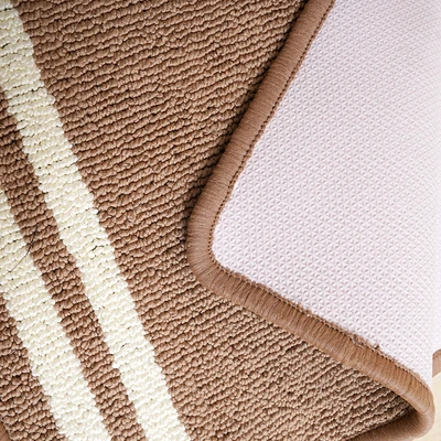 Gambar Forhom Keset Kamar Mandi Microfiber Stripe 40x60 cm Set 2 pcs - Cokelat Muda