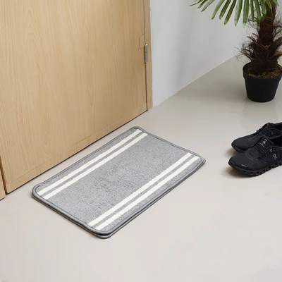 Gambar Forhom Keset Kamar Mandi Microfiber Stripe 40x60 cm Set 2 pcs - Abu-abu
