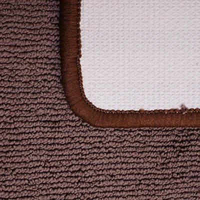 Gambar Forhom Keset Kamar Mandi Microfiber Stripe 40x60 cm Set 2 pcs - Cokelat Tua