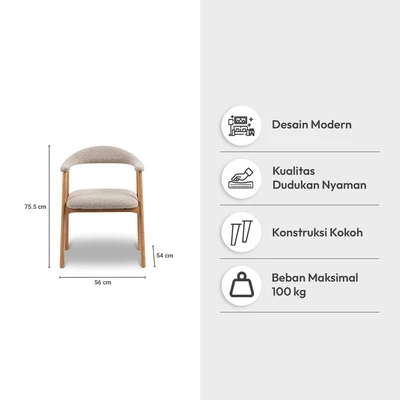 Gambar Informa Addi Kursi Makan Fabric - Cokelat Oak