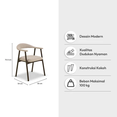 Gambar Informa Addi Kursi Makan Fabric - Cokelat Walnut
