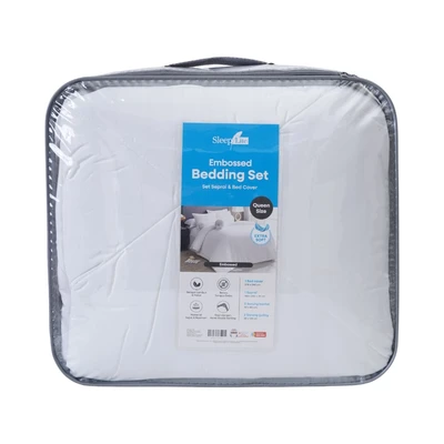 Gambar Sleeplite 160x200 cm Set 6 Pcs Seprai Queen Microfiber Emboss Hotel - Putih