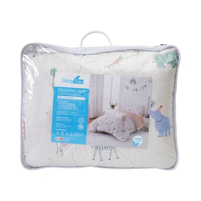 Gambar Sleeplite 120x200 cm Set 3 Pcs Seprai Single Anak Microfiber Print Zoo