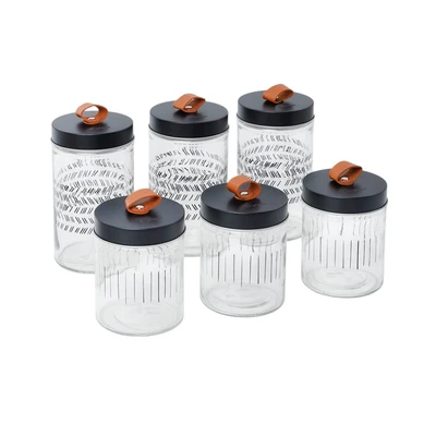 Gambar Picas Roku Stoples Kaca Set 6 pcs Transparan - Hitam