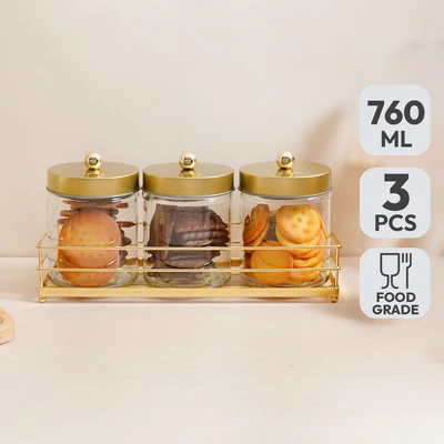 Gambar Picas Bally Stoples Kaca 760 ml Set 3 pcs Transparan