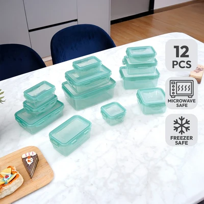 Gambar Picas Kelly Wadah Makanan Plastik Set 12 pcs - Hijau Tua