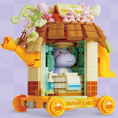 Gambar Sembo Block Animal Series Hippo Set 475 Pcs - Ungu/kuning