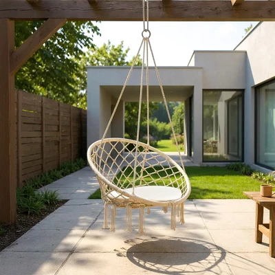 Gambar Soleil Kursi Ayun Gantung Dengan Cushion Rope - Putih
