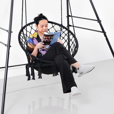 Gambar Soleil Kursi Ayun Gantung Dengan Cushion Rope - Hitam