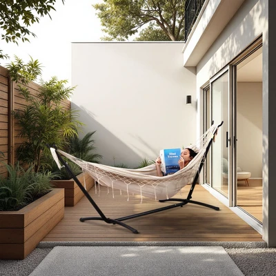 Gambar Soleil Hammock Bed Dengan Tassels - Putih