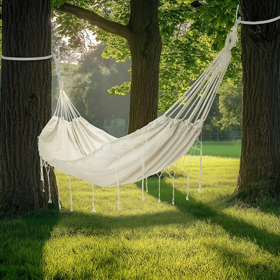 Gambar Soleil Hammock Bed Dengan Tassels - Putih
