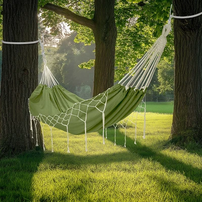 Gambar Soleil Hammock Bed Dengan Tassels - Hijau
