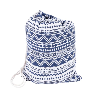 Gambar Soleil Hammock Bed Dengan Tassels - Biru Navy/Putih