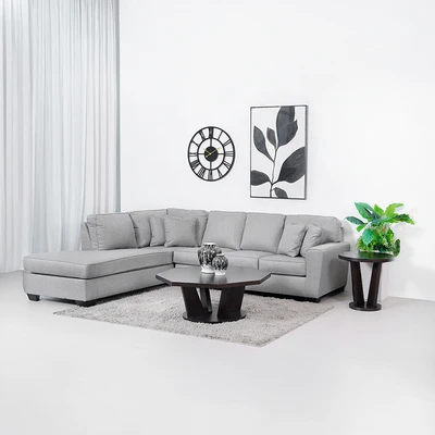 Gambar Ashley Calicho-7 Sofa L Sectional Fabric Kiri - Abu-Abu