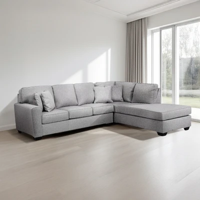 Gambar Ashley Calicho-7 Sofa L Sectional Fabric Kanan - Abu-Abu
