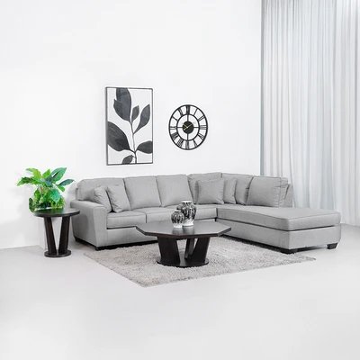 Gambar Ashley Calicho-7 Sofa L Sectional Fabric Kanan - Abu-Abu