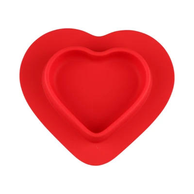 Gambar Pet Kingdom Tempat Makan Hewan Silikon Heart - Merah
