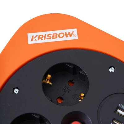 Gambar Krisbow Kabel Roll S Box Dengan USB 10 Meter - Hitam/Oranye