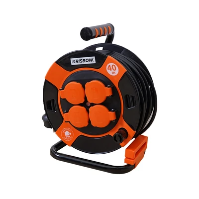 Gambar Krisbow Kabel Roll 4 Soket 40 Meter - Hitam/Oranye